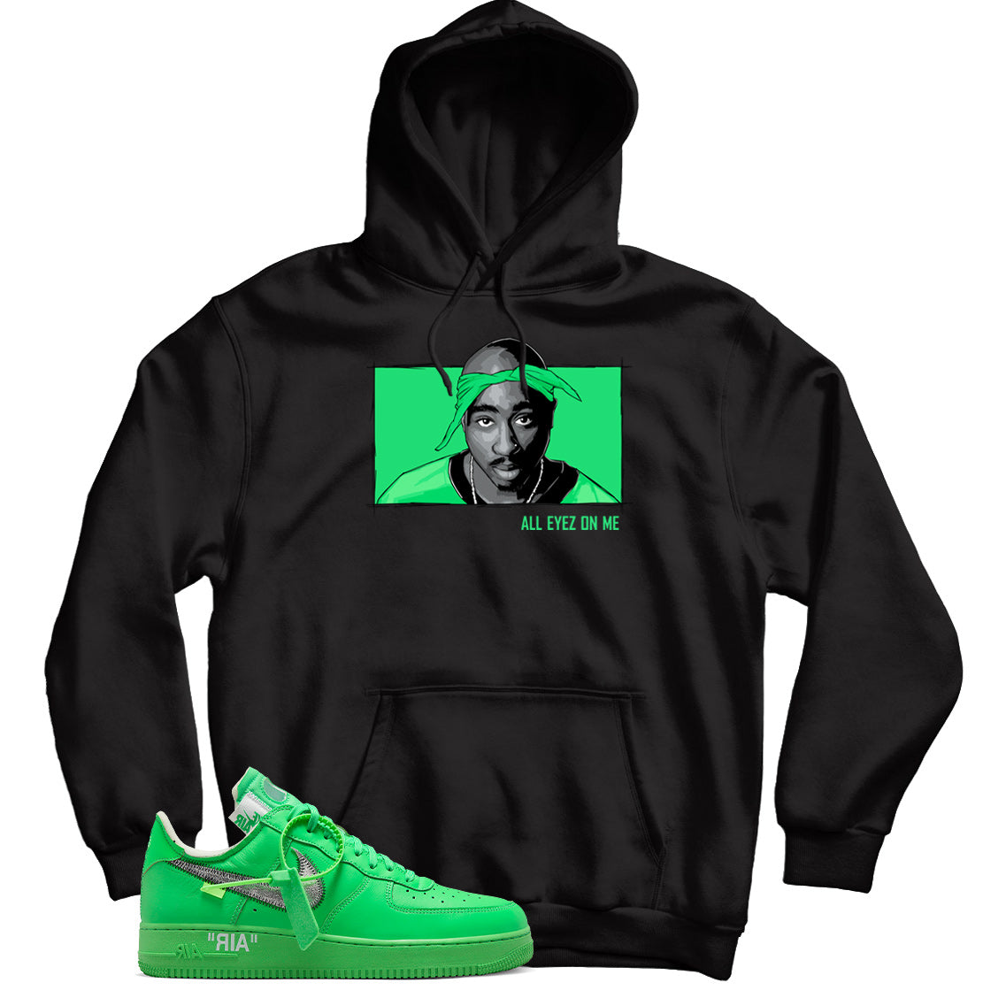 Off-White x Nike Air Force 1 Low Green Spark hoodie