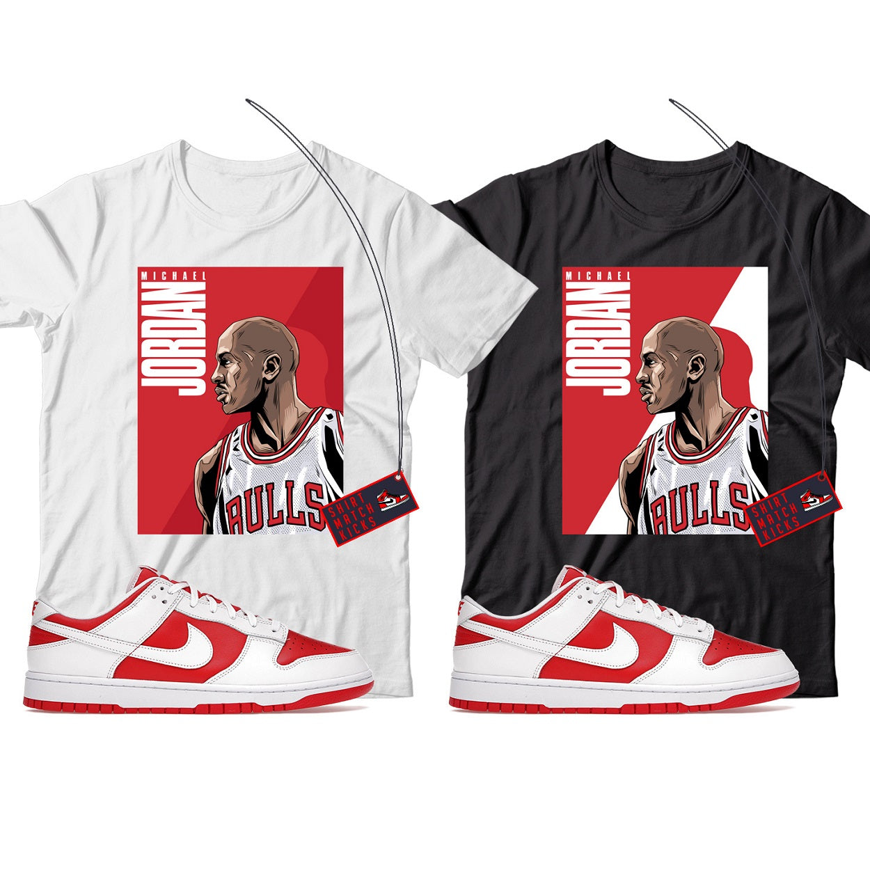 MJ(2) T-Shirt Match Dunk Low Championship Red