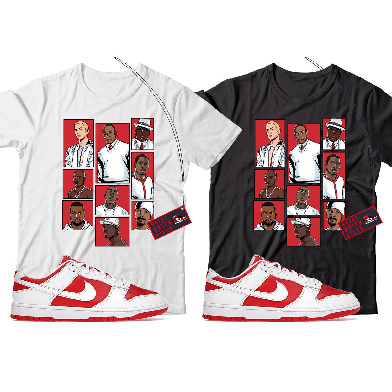 Rap T-Shirt Match Dunk Low Championship Red