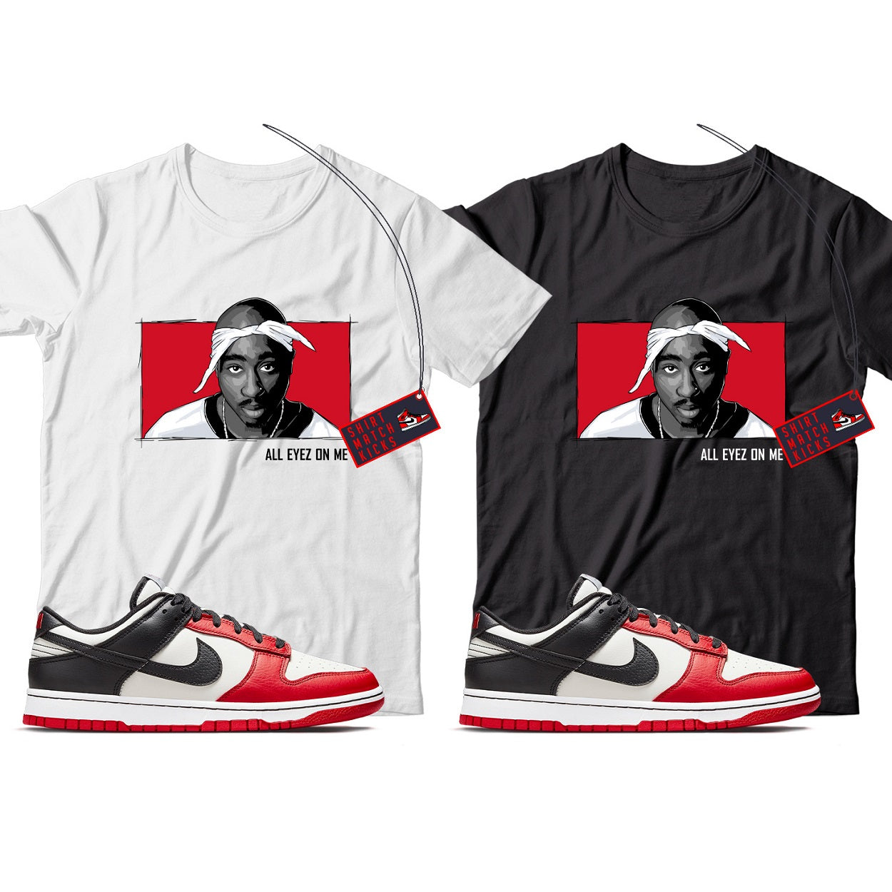 2 Pac T-Shirt Match Nike Dunk Low NBA 75th Anniversary Chicago