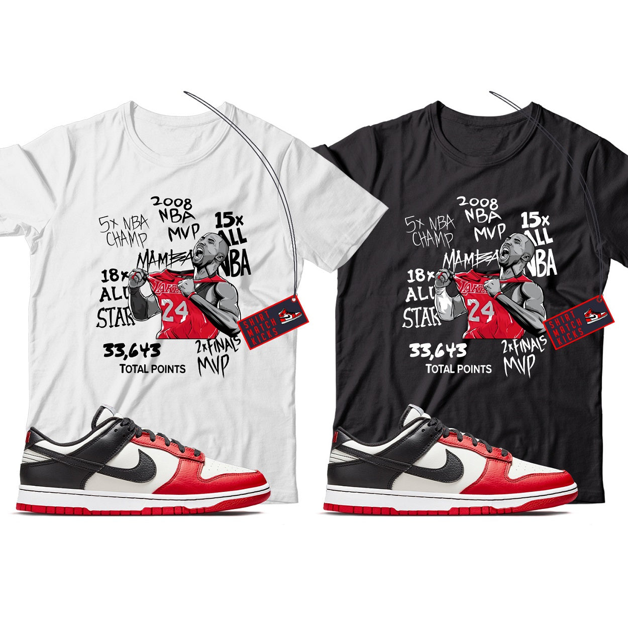 KB T-Shirt Match Nike Dunk Low NBA 75th Anniversary Chicago