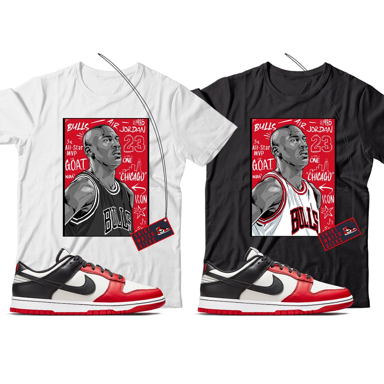 MJ(4) T-Shirt Match Nike Dunk Low NBA 75th Anniversary Chicago