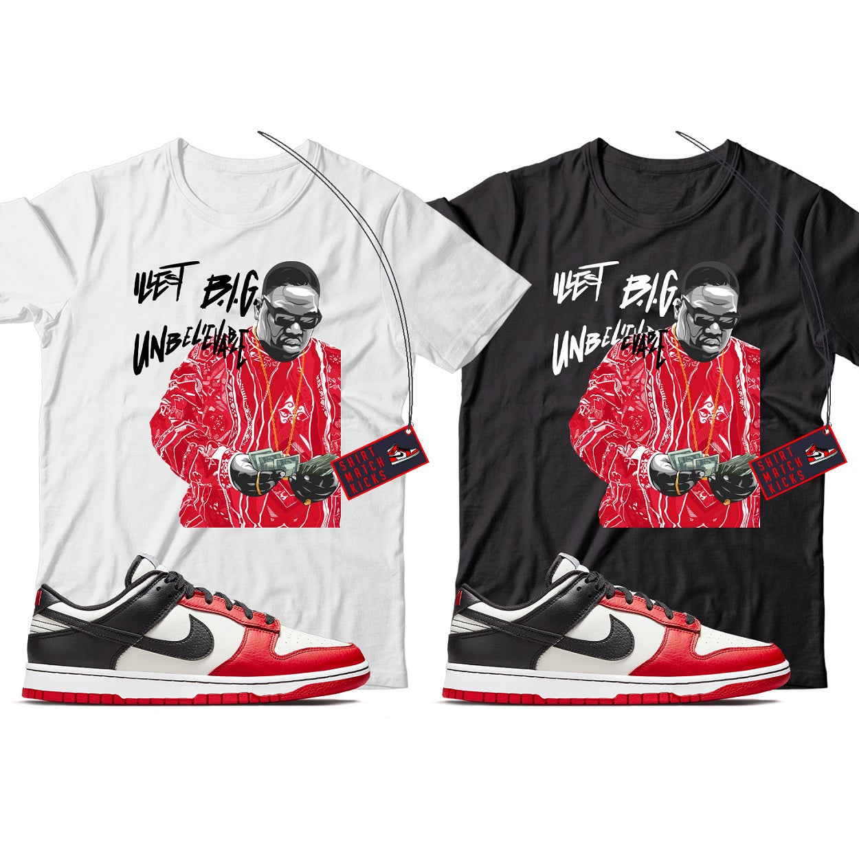 Biggie T-Shirt Match Nike Dunk Low NBA 75th Anniversary Chicago