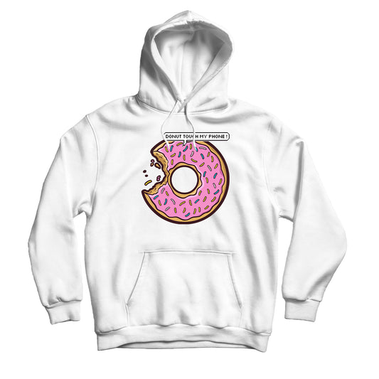 Donut Touch My Phone Pullover Hoodie - White/Black