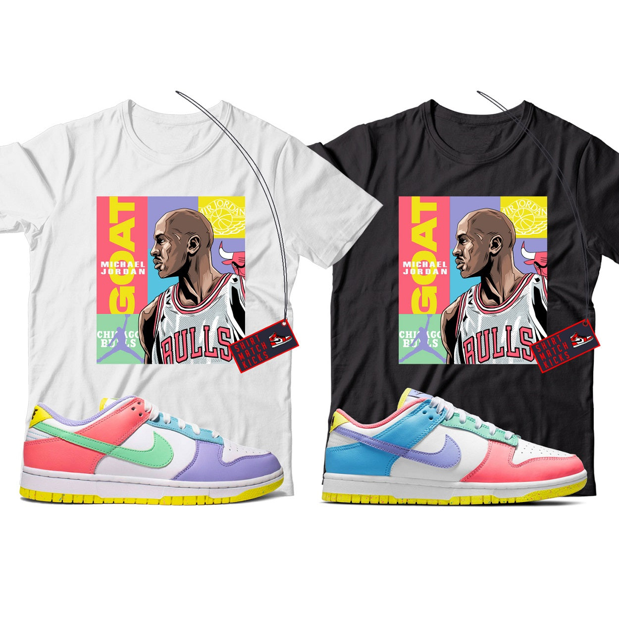MJ(2) T-Shirt Match Nike Dunk Low SE Easter Candy