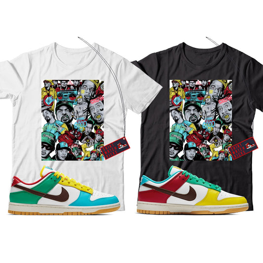 Rap(2) T-Shirt Match Nike Dunk Low Free 99 White