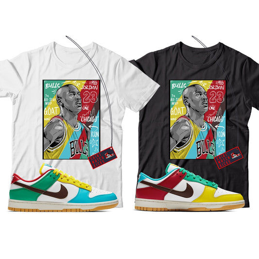 MJ(3) T-Shirt Match Nike Dunk Low Free 99 White