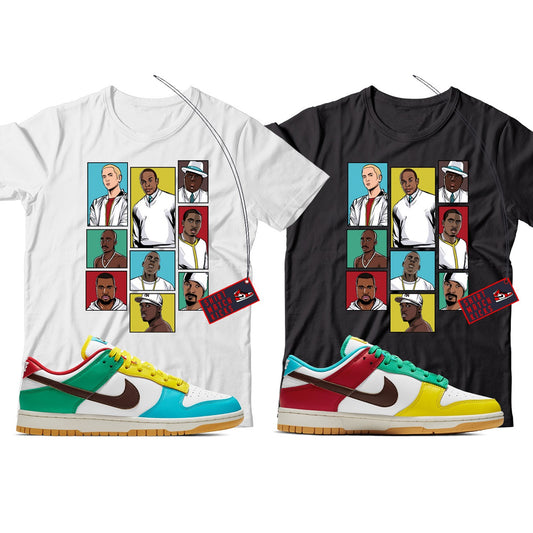 Rap T-Shirt Match Nike Dunk Low Free 99 White