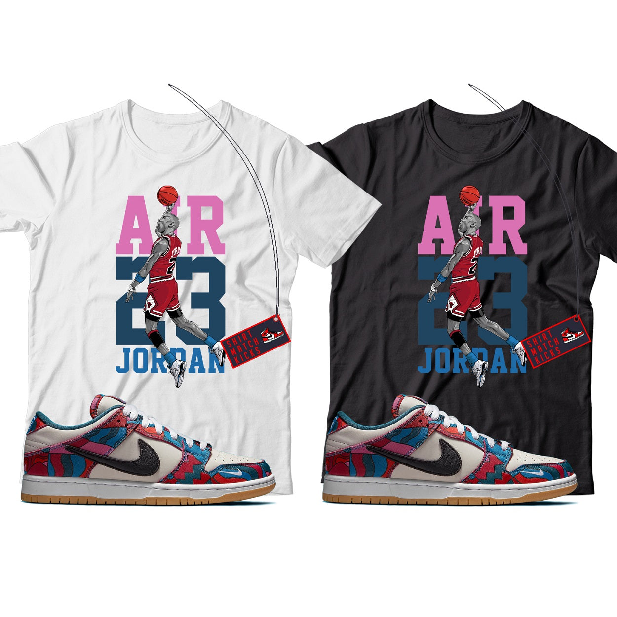 MJ T-Shirt Match Nike SB Dunk Low Pro Parra Abstract Art