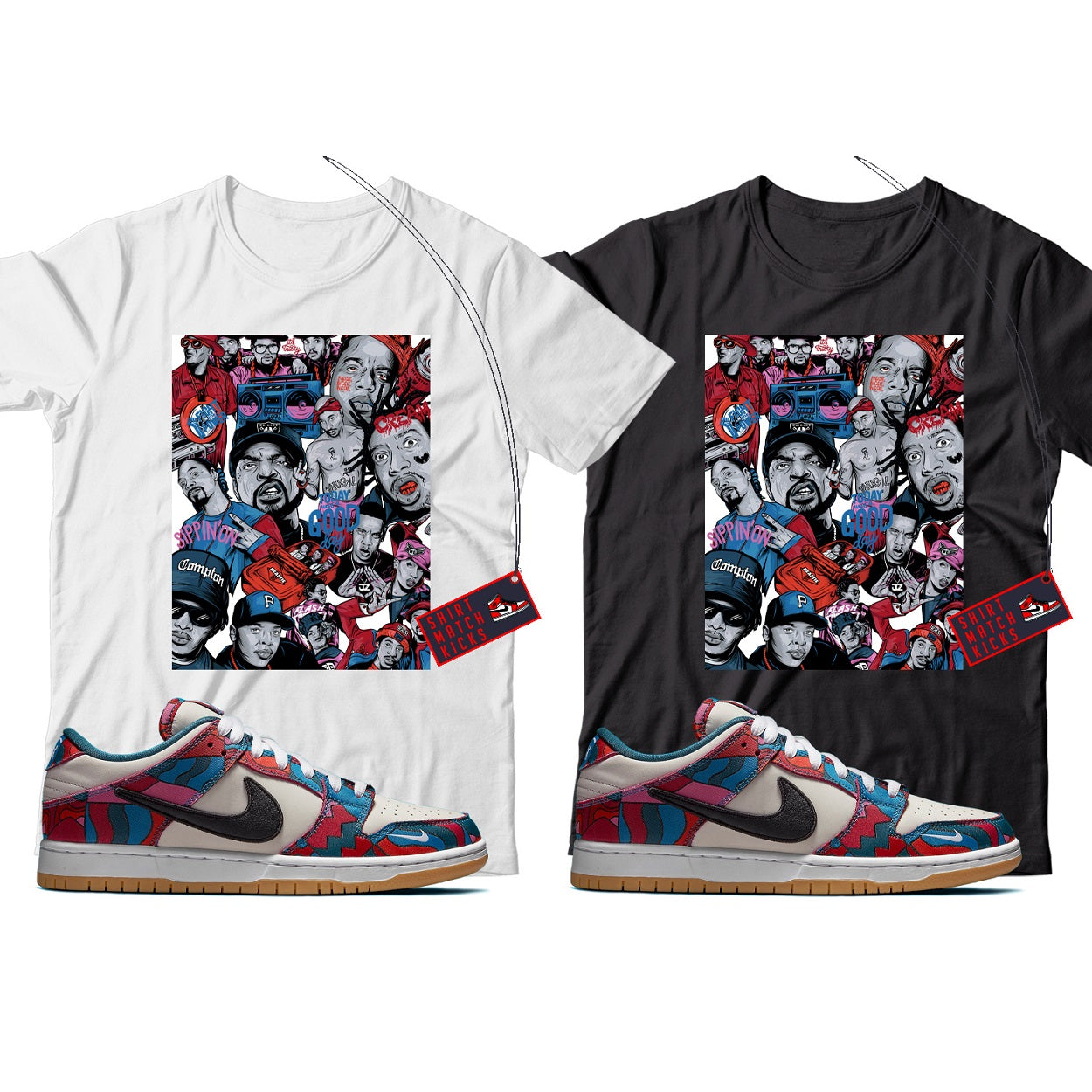 Rap(2) T-Shirt Match Nike SB Dunk Low Pro Parra Abstract Art