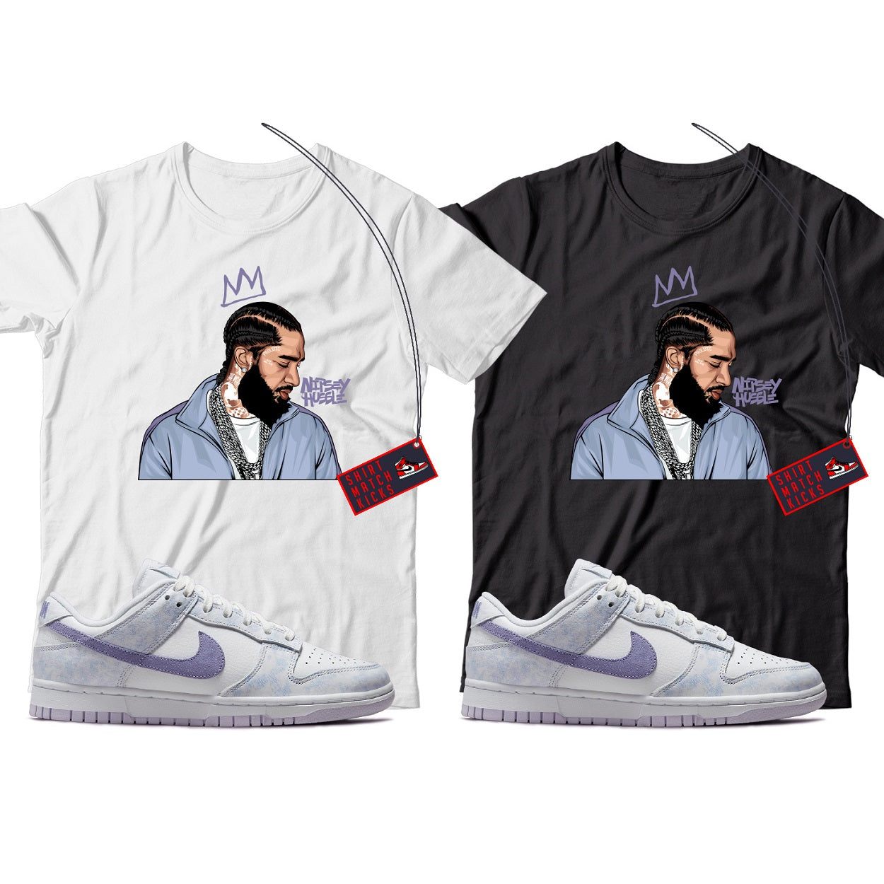 Nipsey T-Shirt Match Nike Dunk Low Purple Pulse