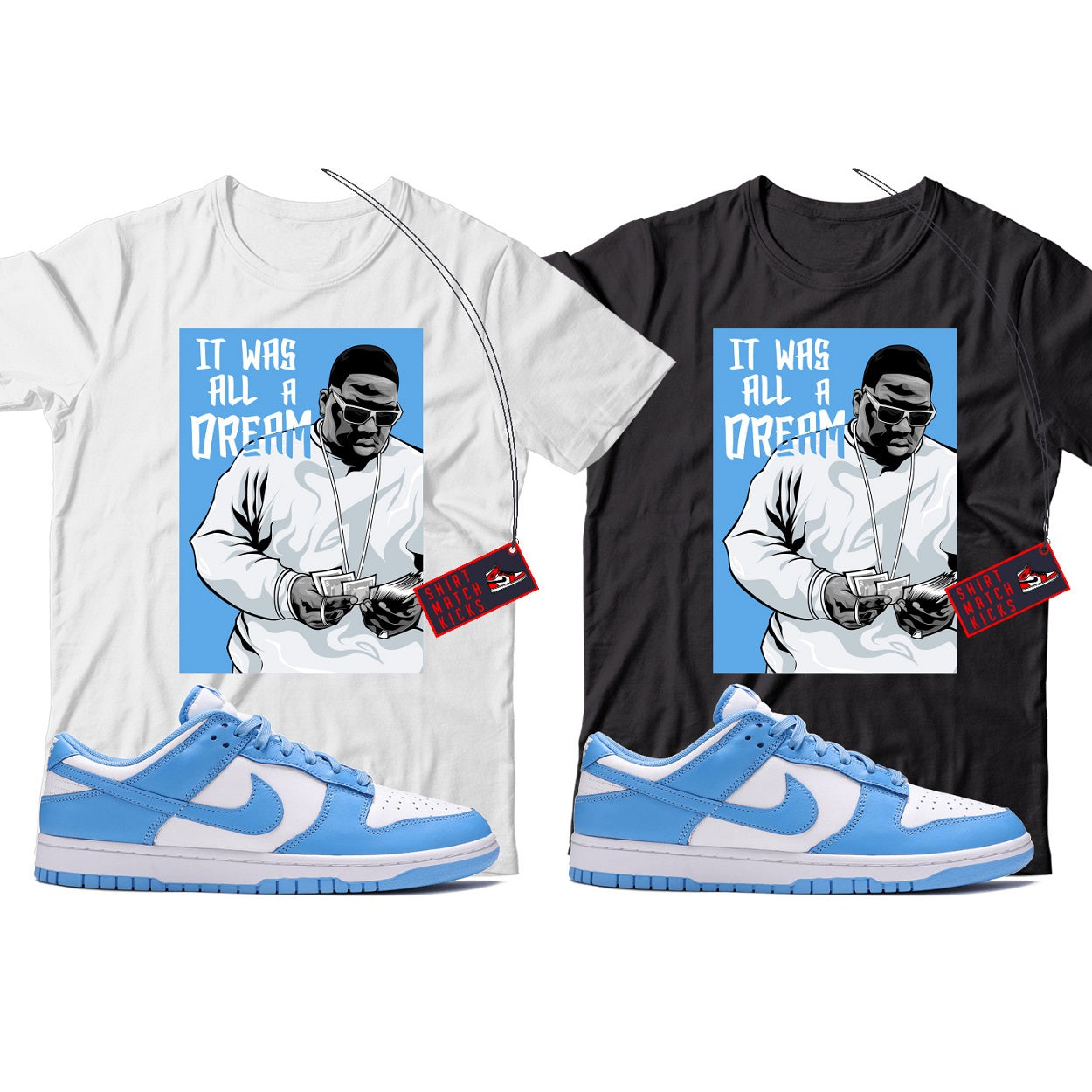 Biggie T-Shirt Match Nike Dunk Low University Blue