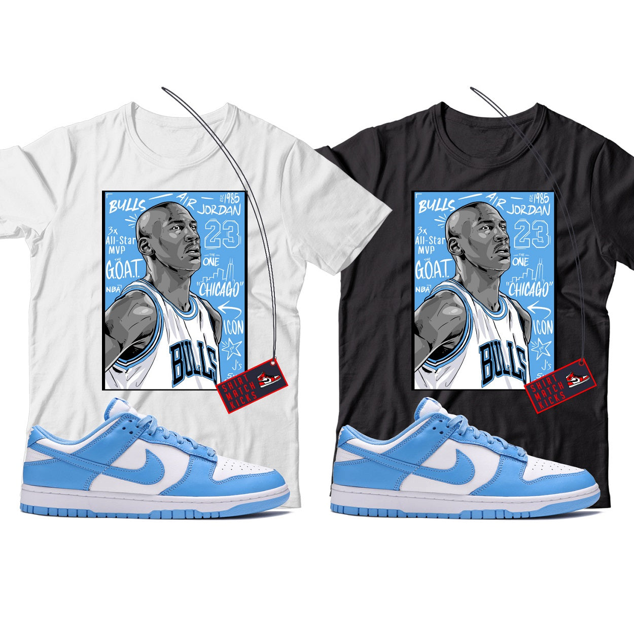 MJ(2) T-Shirt Match Nike Dunk Low University Blue