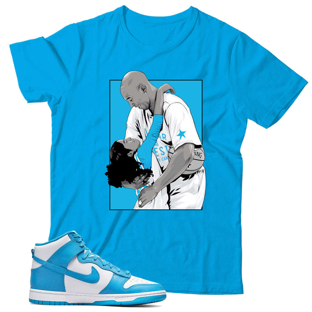 Dunk High Laser Blue t shirt