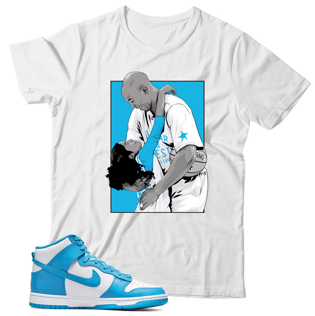 Dunk High Laser Blue t shirt