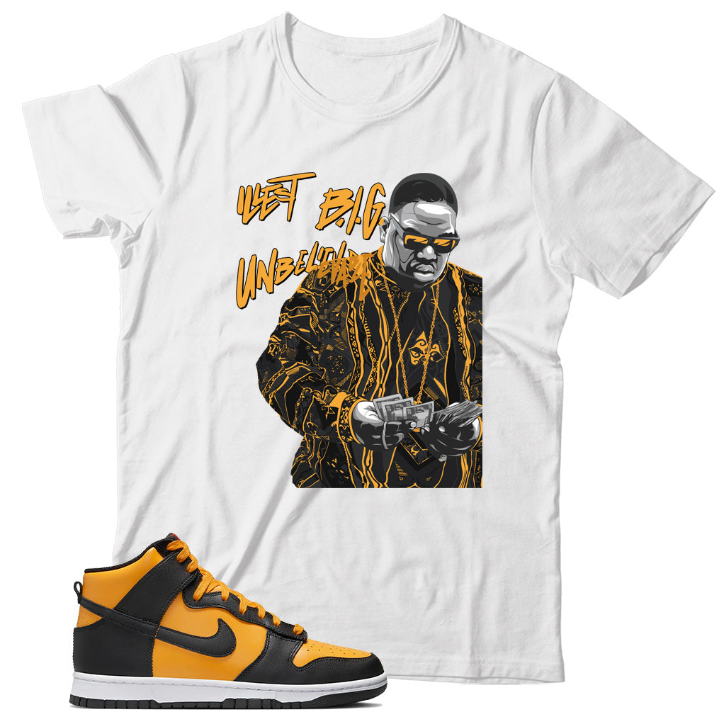 Dunk High Reverse Goldenrod shirt