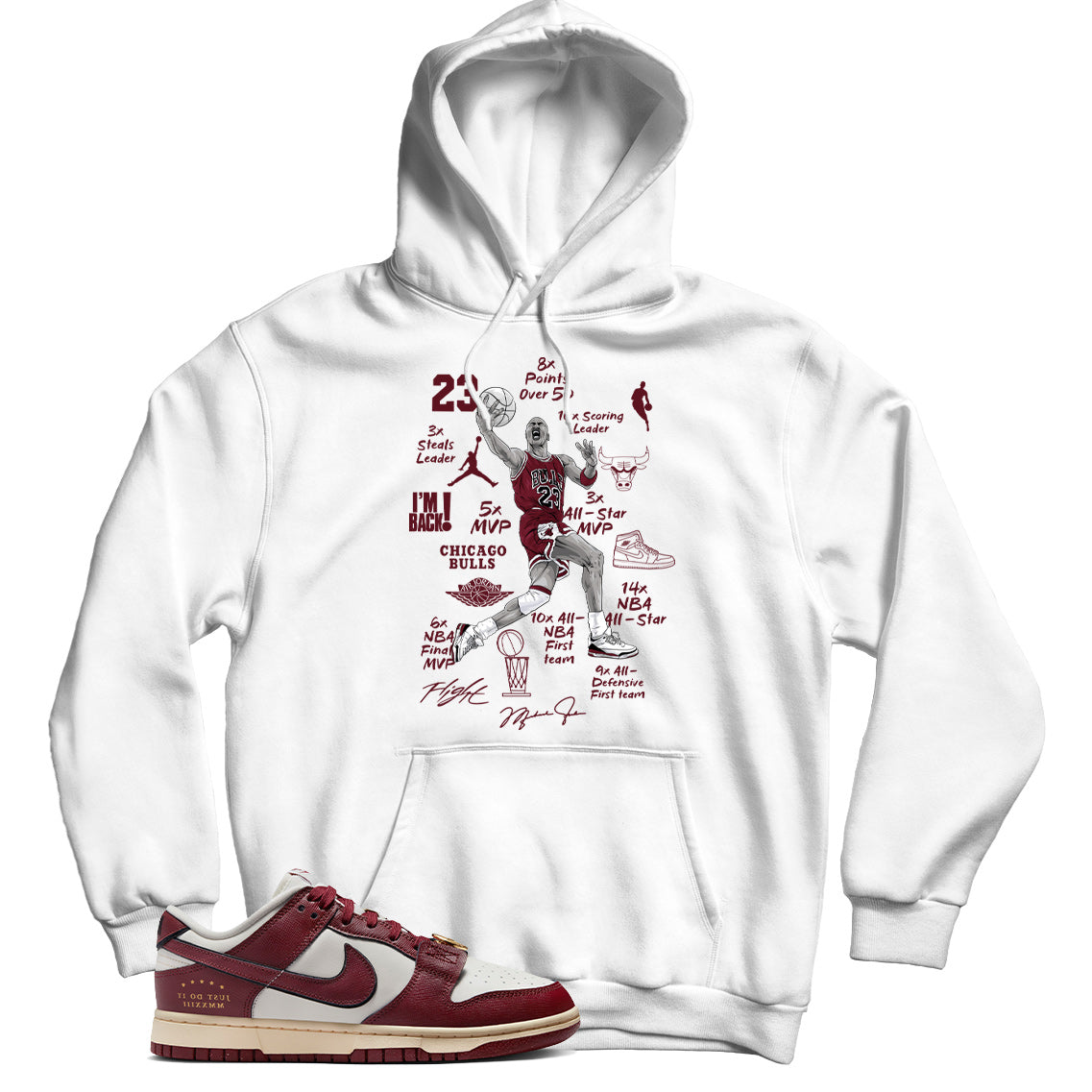 Nike Dunk Low Just Do It Sail Team Red hoodie