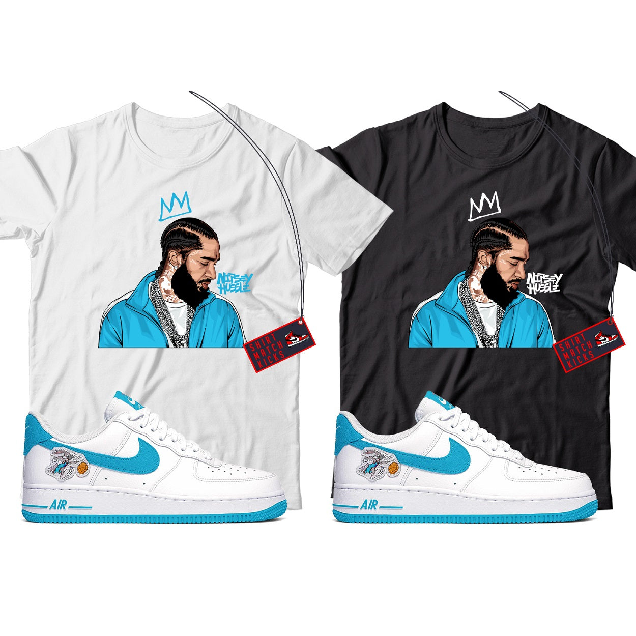 Nipsey T-Shirt Match Nike Air Force 1 Low Hare Space Jam