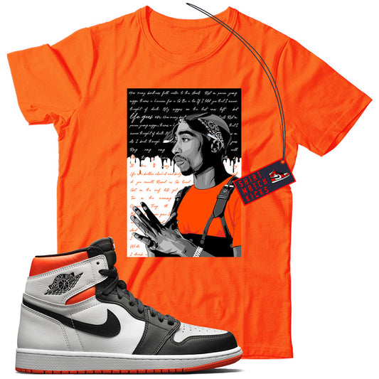 2 Pac(2) T-Shirt Match Jordan 1 Electro Orange