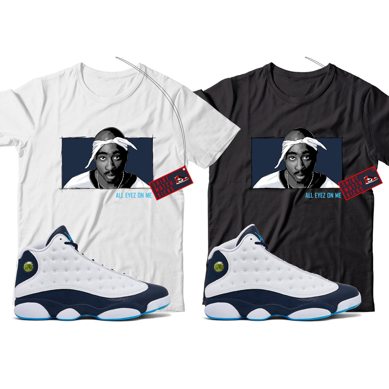 2 Pac T-Shirt Match Jordan 13 Obsidian