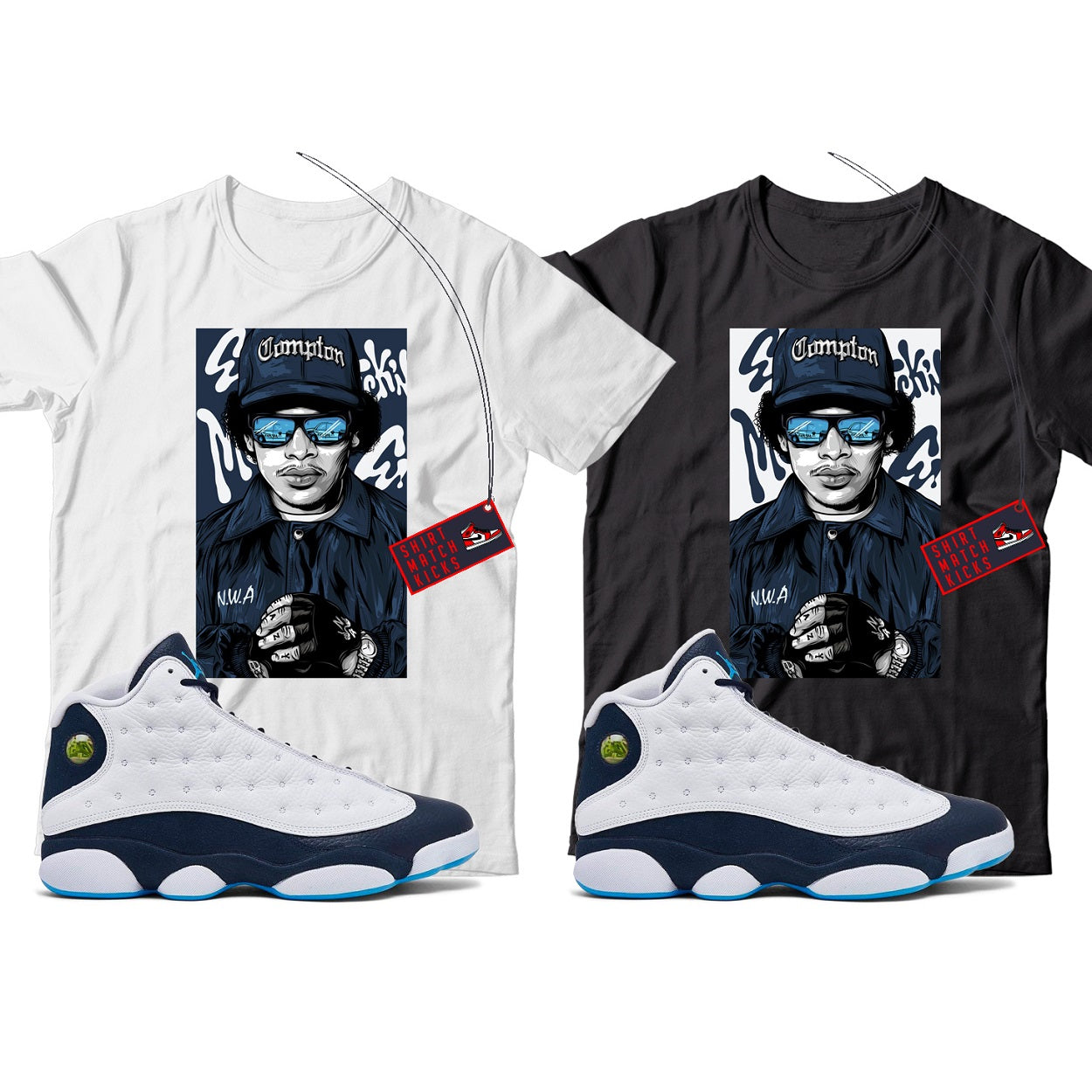 Eazy T-Shirt Match Jordan 13 Obsidian