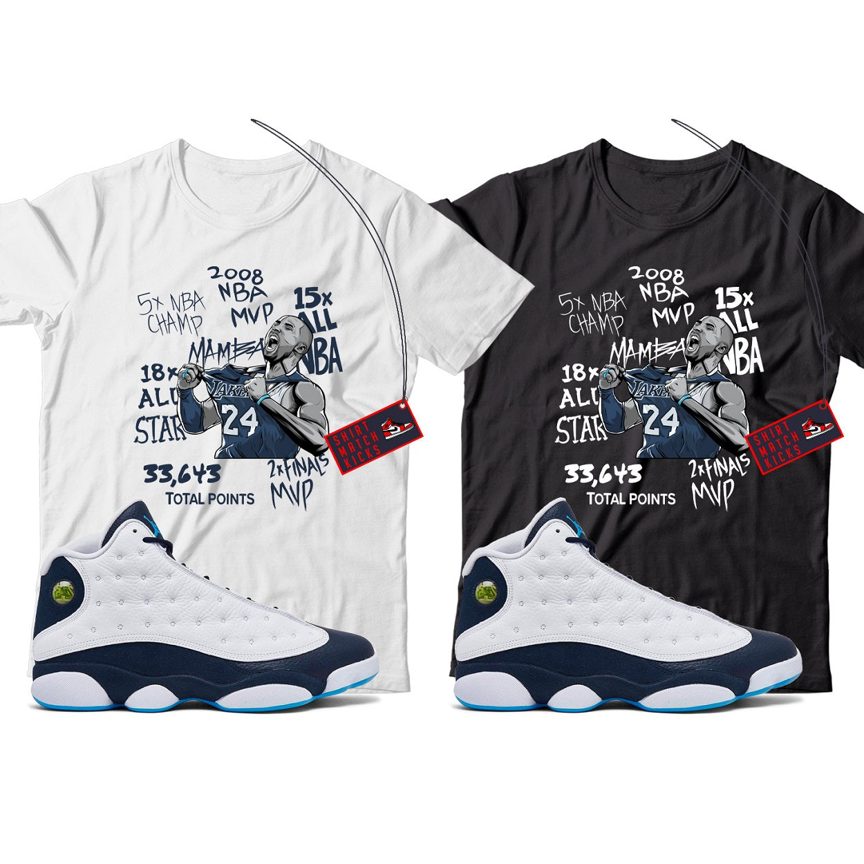 KB T-Shirt Match Jordan 13 Obsidian