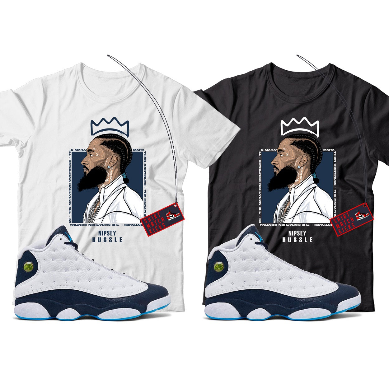 Nipsey(2) T-Shirt Match Jordan 13 Obsidian