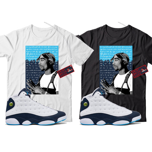 2 Pac(2) T-Shirt Match Jordan 13 Obsidian