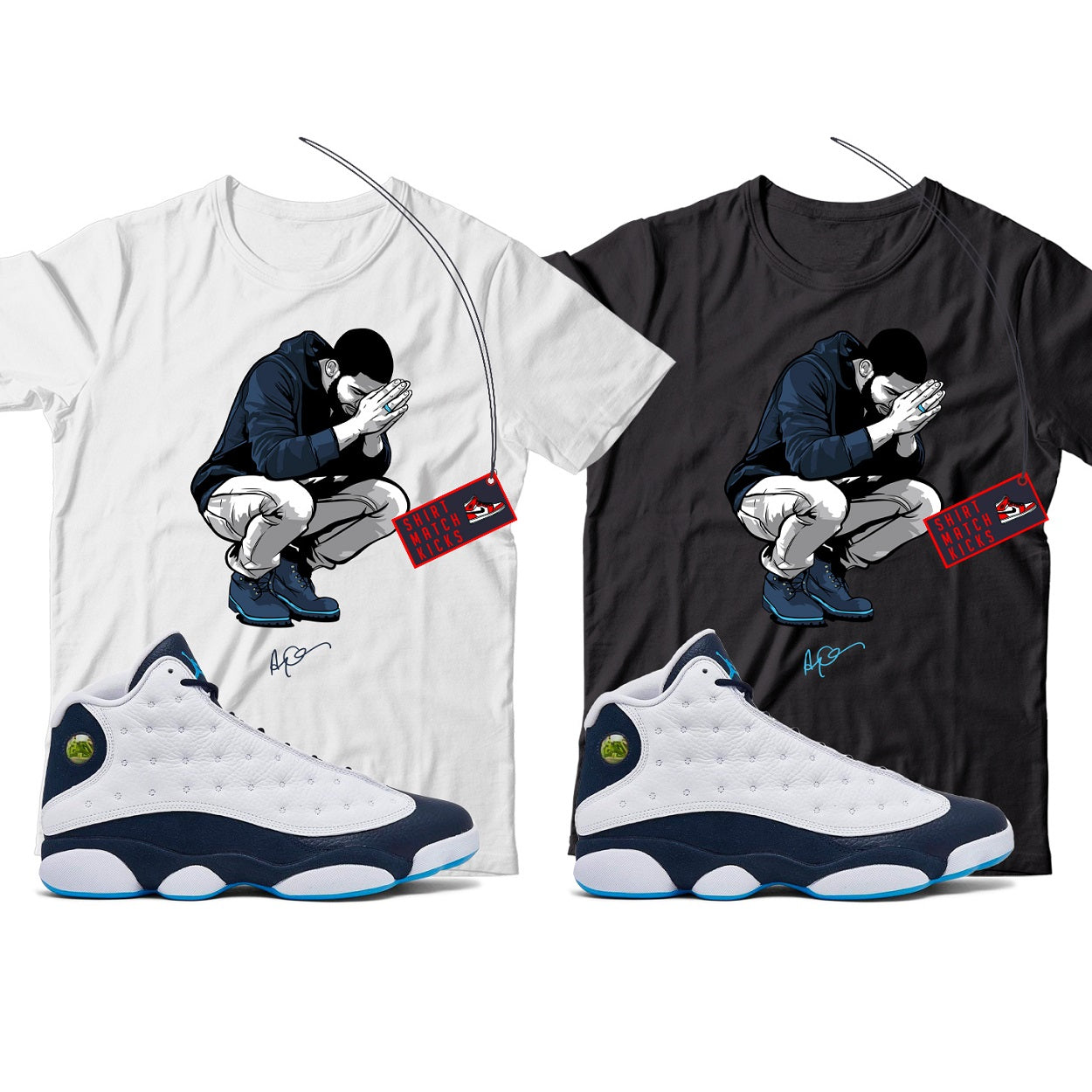 Drizzy(2) T-Shirt Match Jordan 13 Obsidian