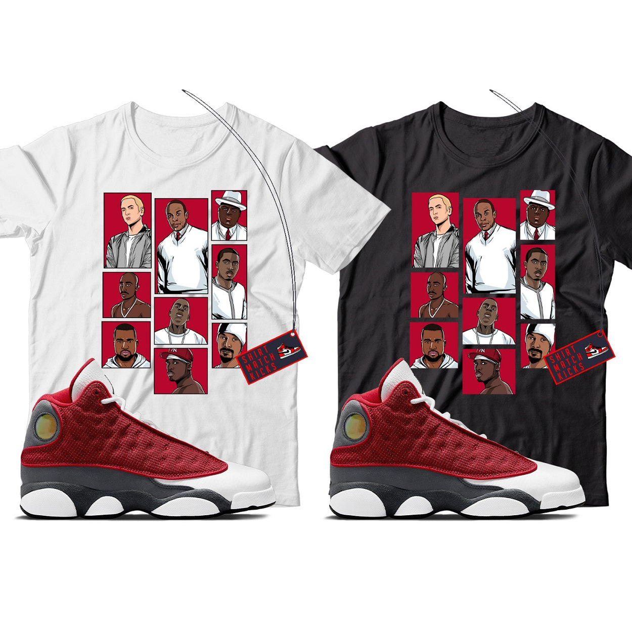 Rap T-Shirt Match Jordan 13 Red Flint