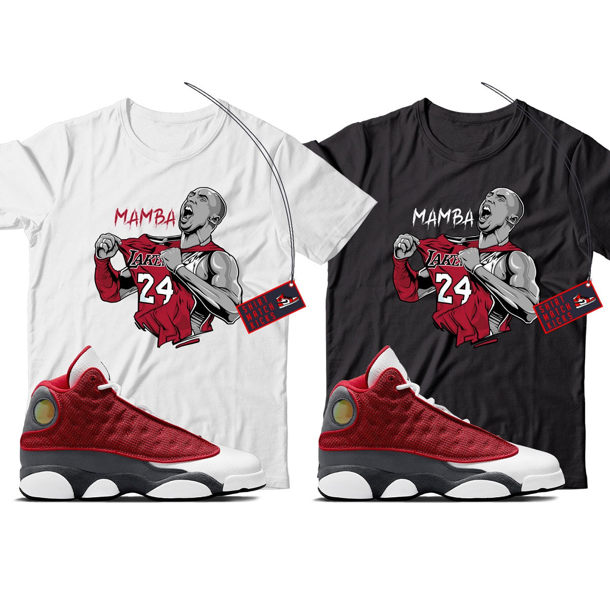 KB T-Shirt Match Jordan 13 Red Flint