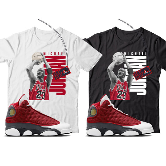 MJ T-Shirt Match Jordan 13 Red Flint