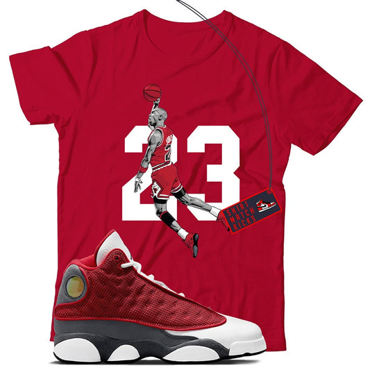 MJ(4) T-Shirt Match Jordan 13 Red Flint
