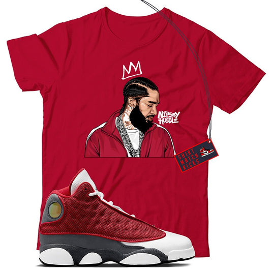 Nipsey T-Shirt Match Jordan 13 Red Flint