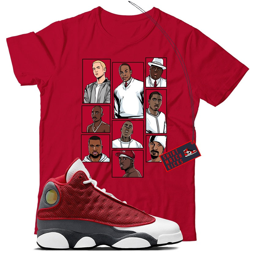 Rap T-Shirt Match Jordan 13 Red Flint
