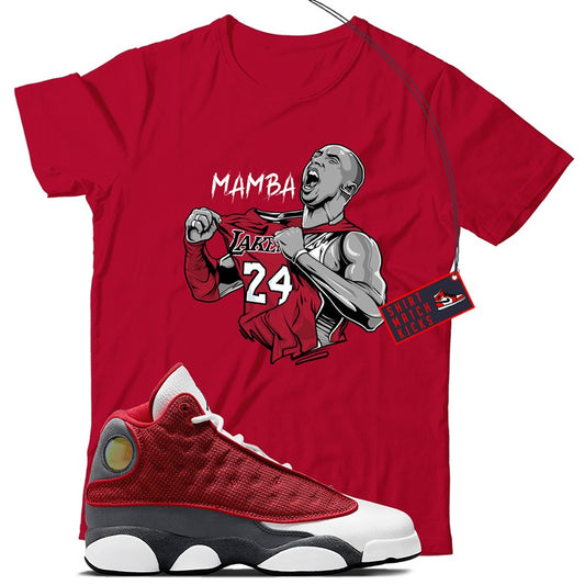 KB T-Shirt Match Jordan 13 Red Flint