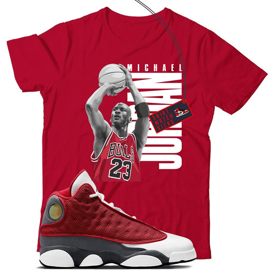 MJ T-Shirt Match Jordan 13 Red Flint