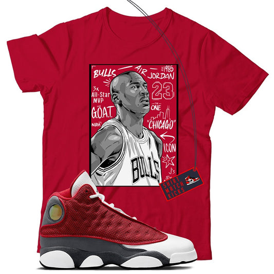 MJ(2) T-Shirt Match Jordan 13 Red Flint