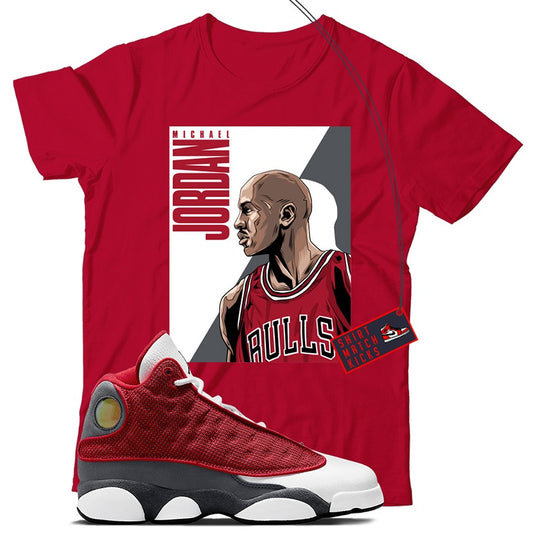 MJ(3) T-Shirt Match Jordan 13 Red Flint