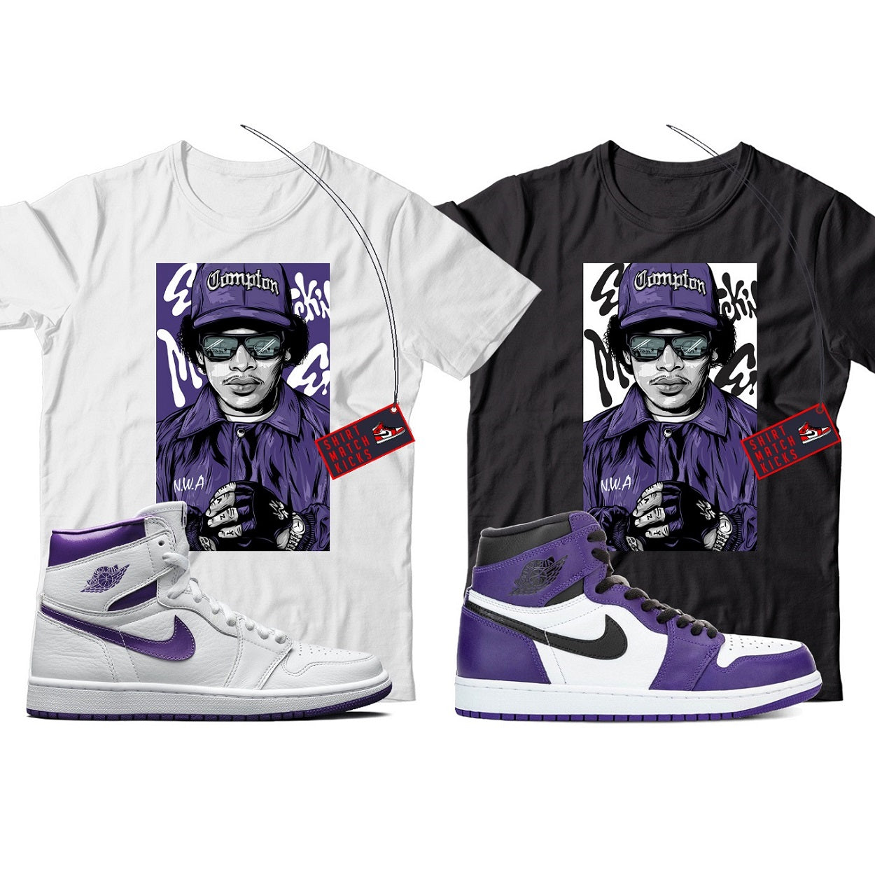 Eazy T-Shirt Match Jordan 1 Court Purple