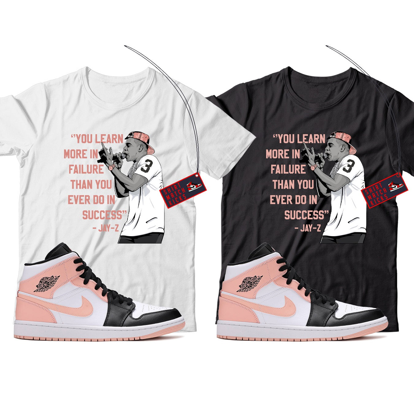 JZ T-Shirt Match Jordan 1 Crimson Tint