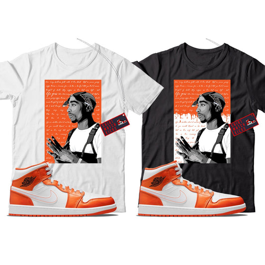 2 Pac(2)  T-Shirt Match Jordan 1 Metallic Orange