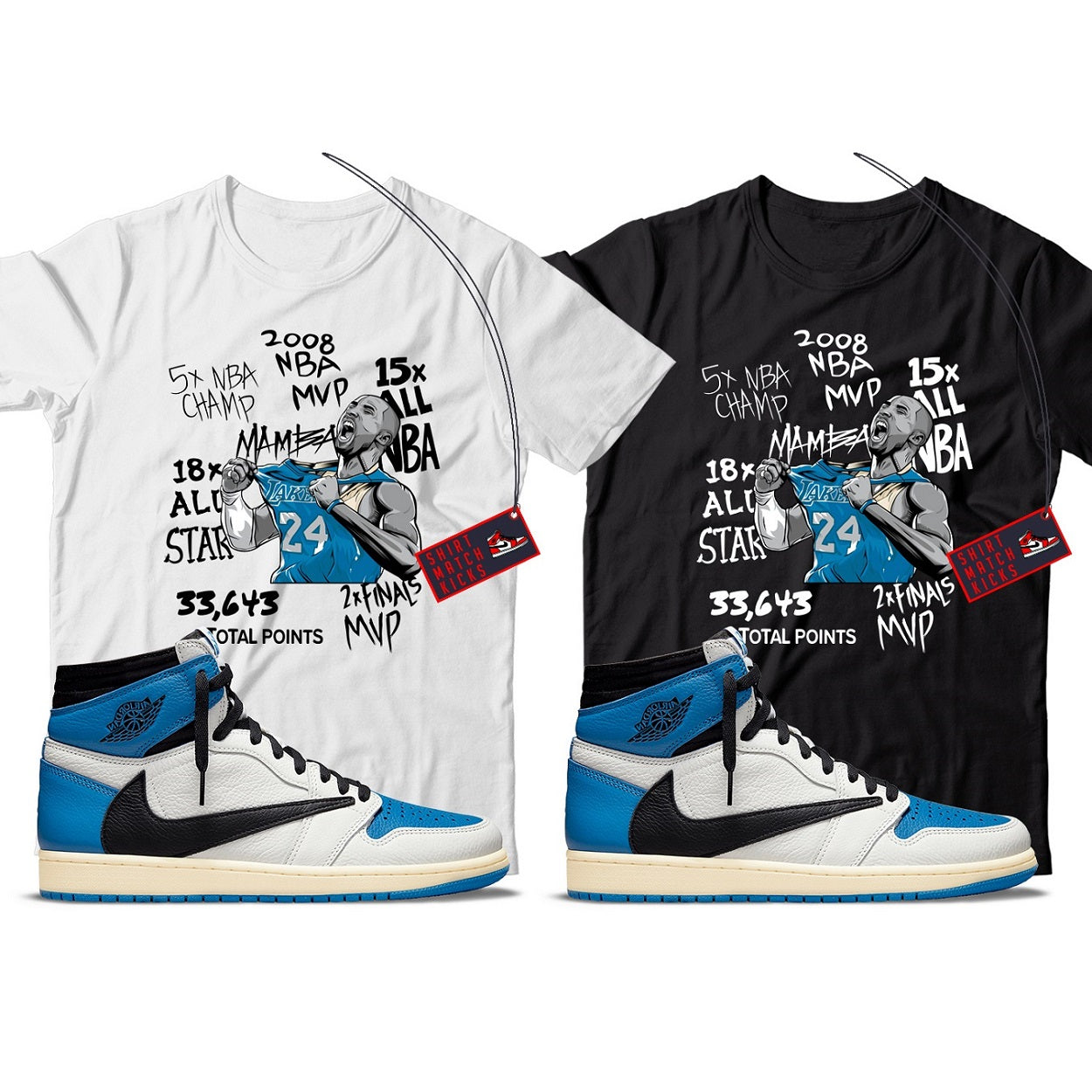 KB T-Shirt Match Jordan 1 Fragment x Travis Scott