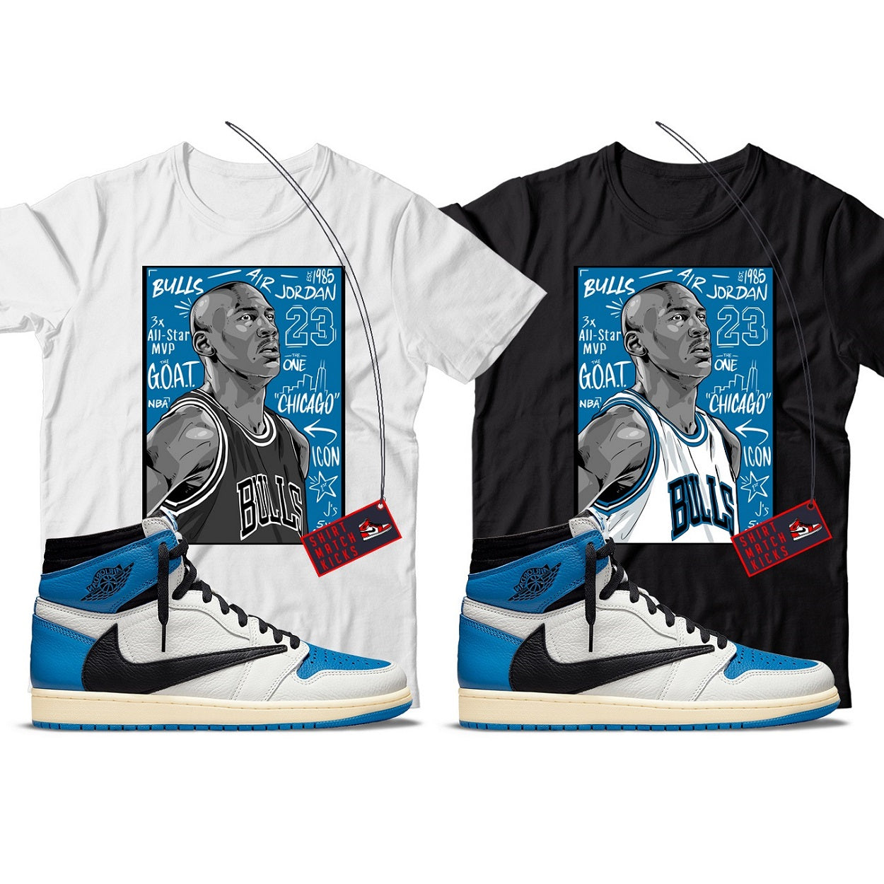 MJ(5) T-Shirt Match Jordan 1 Fragment x Travis Scott