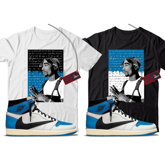 2 Pac(2) T-Shirt Match Jordan 1 Fragment x Travis Scott