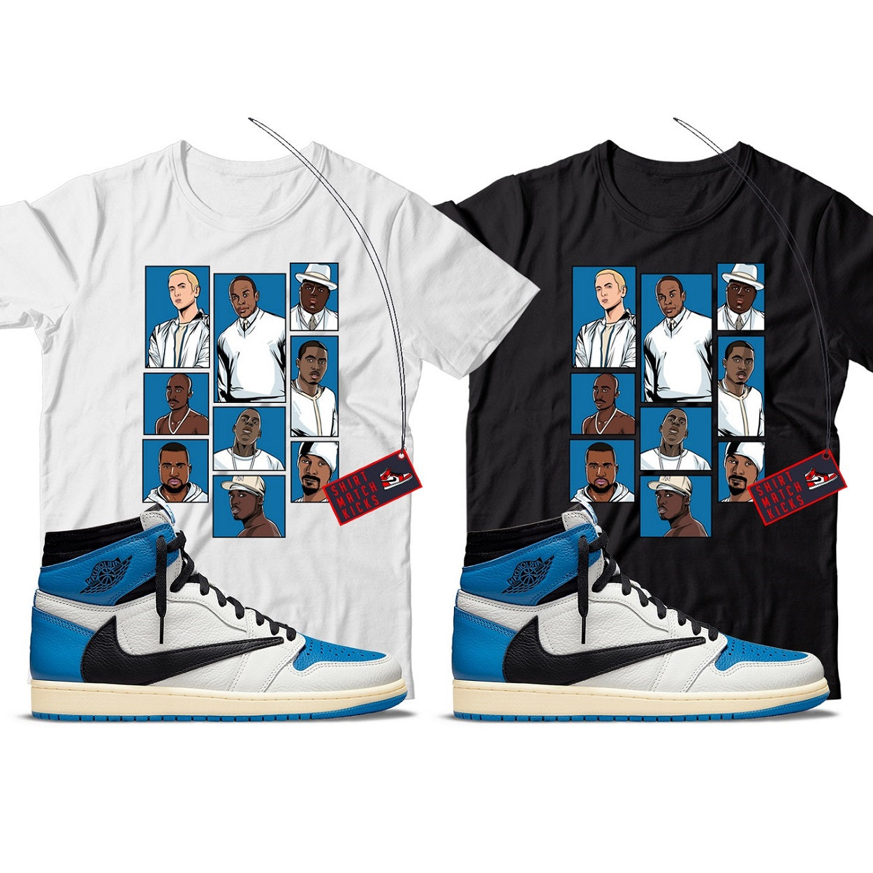Rap T-Shirt Match Jordan 1 Fragment x Travis Scott