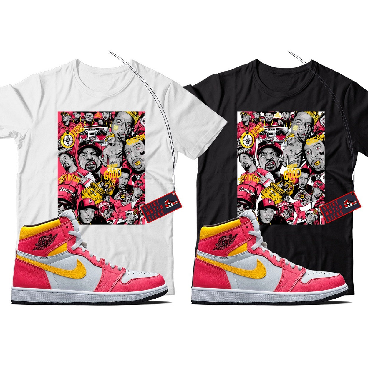 Rap(2) T-Shirt Match Jordan 1 Light Fusion Red