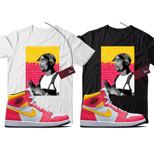 2 Pac T-Shirt Match Jordan 1 Light Fusion Red