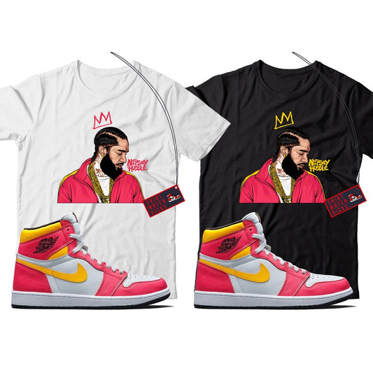 Nipsey T-Shirt Match Jordan 1 Light Fusion Red