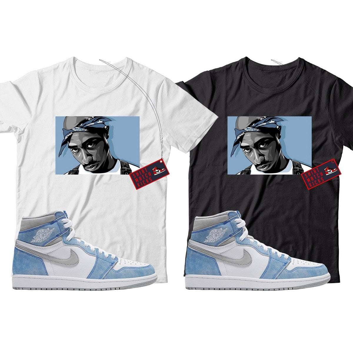 2 Pac(2) T-Shirt Match Jordan 1 Hyper Royal